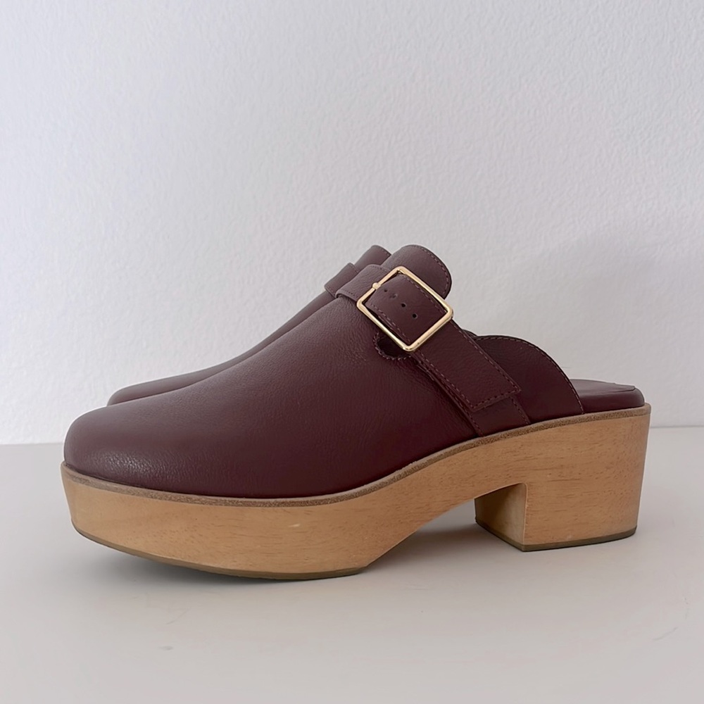 Charlotte Stone Oxblood Wooden Clogs